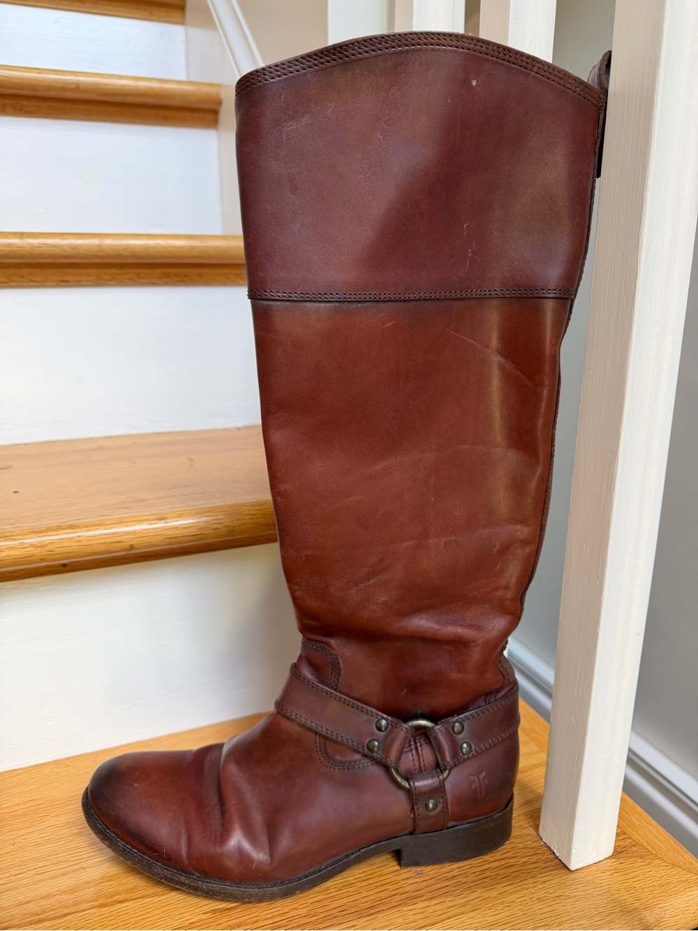 Frye Tall Harness Boot - Brown Leather